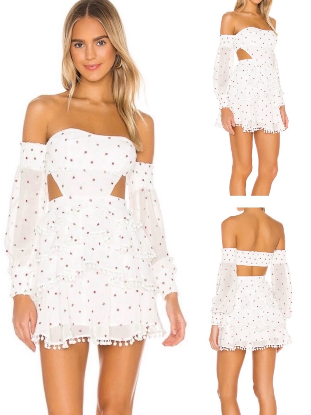 MAJORELLE Soho Roses Mini Dress in White Rose Print Size S